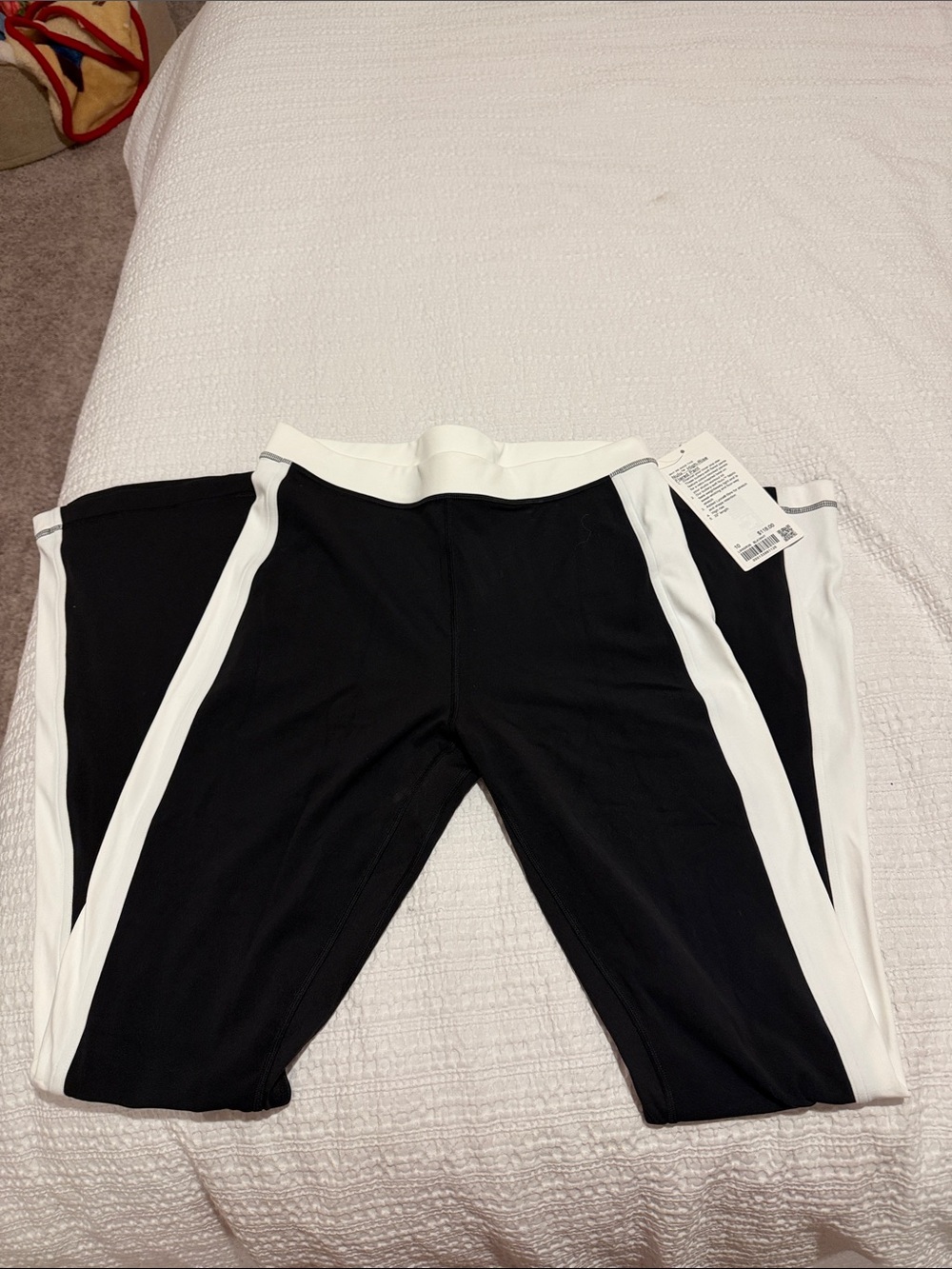 lululemon Black flare leggings with White Side Panels